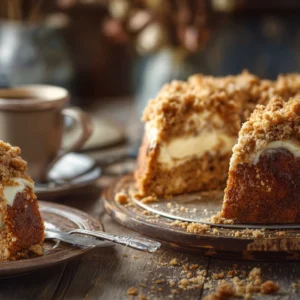Moist sour cream coffee cake with streusel topping