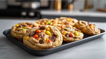 Triple Reese’s Peanut Butter Cookies fresh from oven
