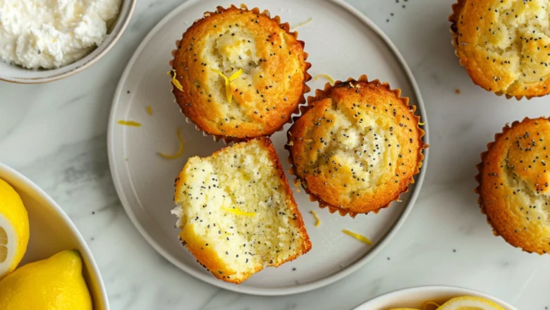 Moist lemon poppy seed muffins with cottage cheese for extra protein