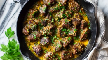 Juicy seared steak bites tossed in zesty cowboy butter sauce