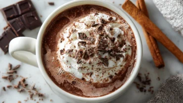Creamy Hot Chocolate with Whipped Cream Recipe