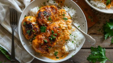 Creamy Smothered Chicken and Rice Dinner