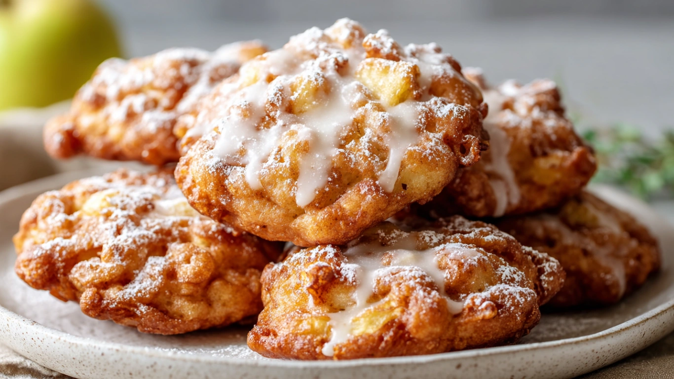 Air Fryer Apple Fritters – 5-Star Irresistible Crispy Treats 4 Air Fryer Apple Fritters on a white plate