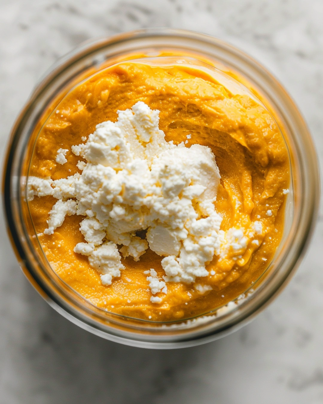 blending pumpkin cottage cheese mixture