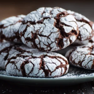 chocolate crinkle cookies on a plate