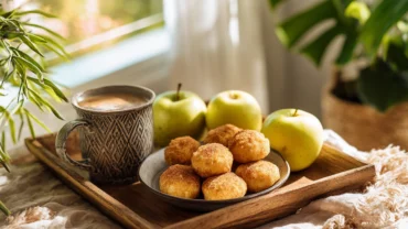 Cinnamon Apple Cottage Cheese Bites on marble plate