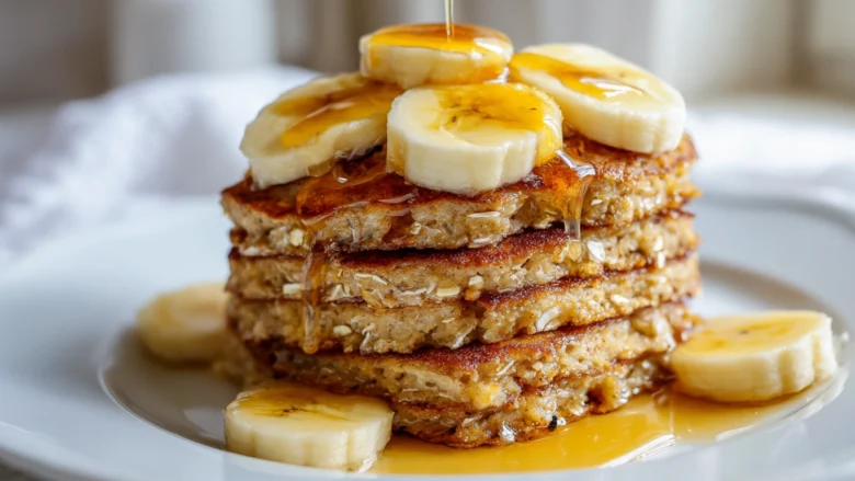 Cottage Cheese Banana Oatmeal Protein Pancakes stack
