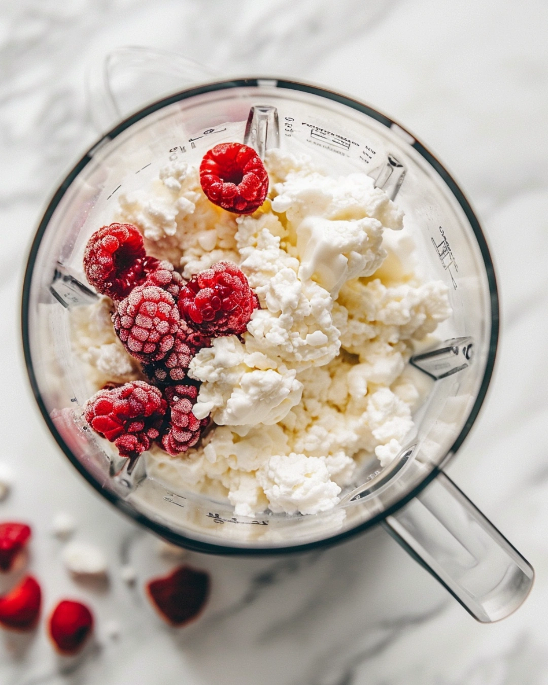 Blending Cottage Cheese Ice Cream ingredients in blender