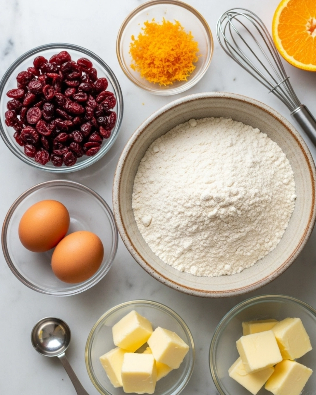 Cranberry Orange Bread ingredients setup