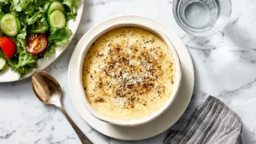 Italian Penicillin Soup served in a bright modern kitchen