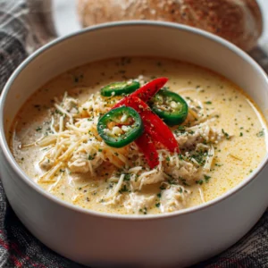 creamy jalapeño popper chicken soup with bacon and cheese