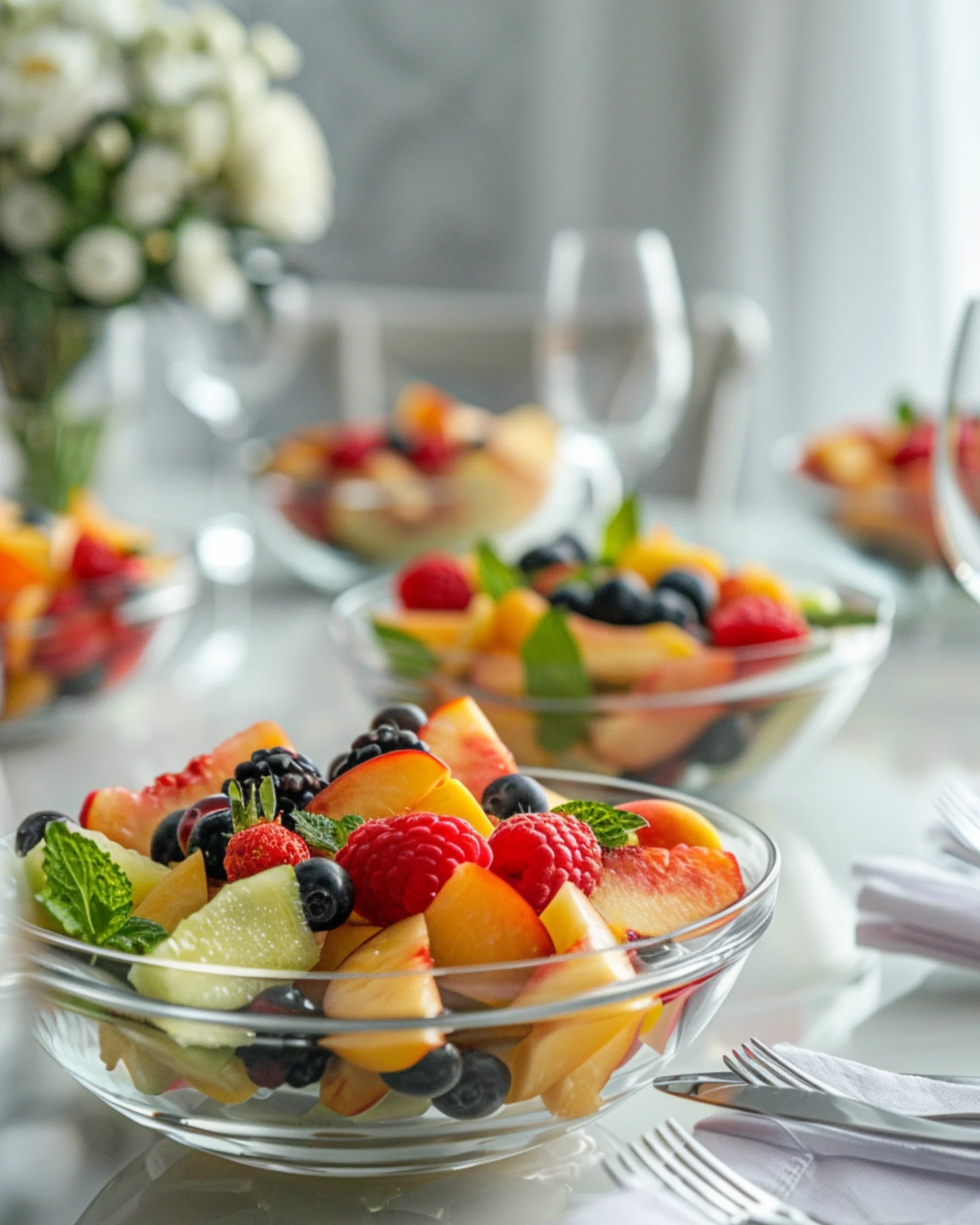Modern peach fruit salad individual servings
