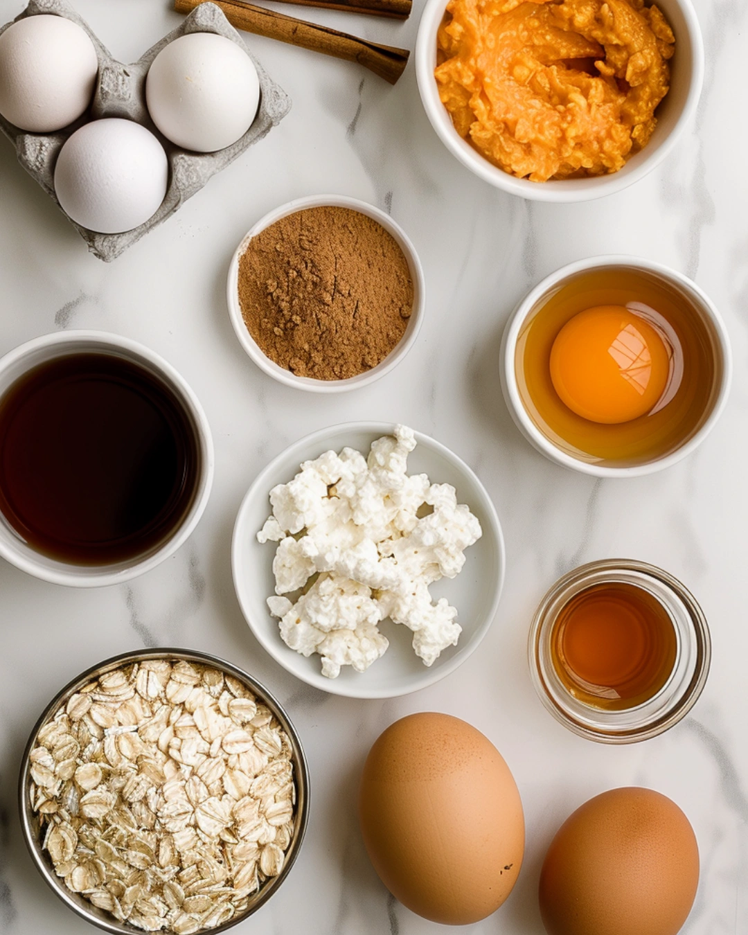 ingredients for cottage cheese pumpkin bake