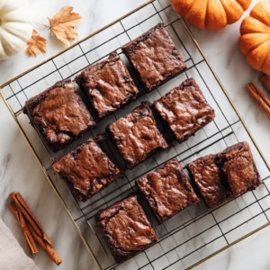Pumpkin patch brownies cooling in a modern kitchen