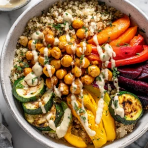 roasted chickpeas and veggie bowl