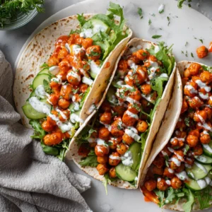 spicy buffalo chickpea wraps modern kitchen