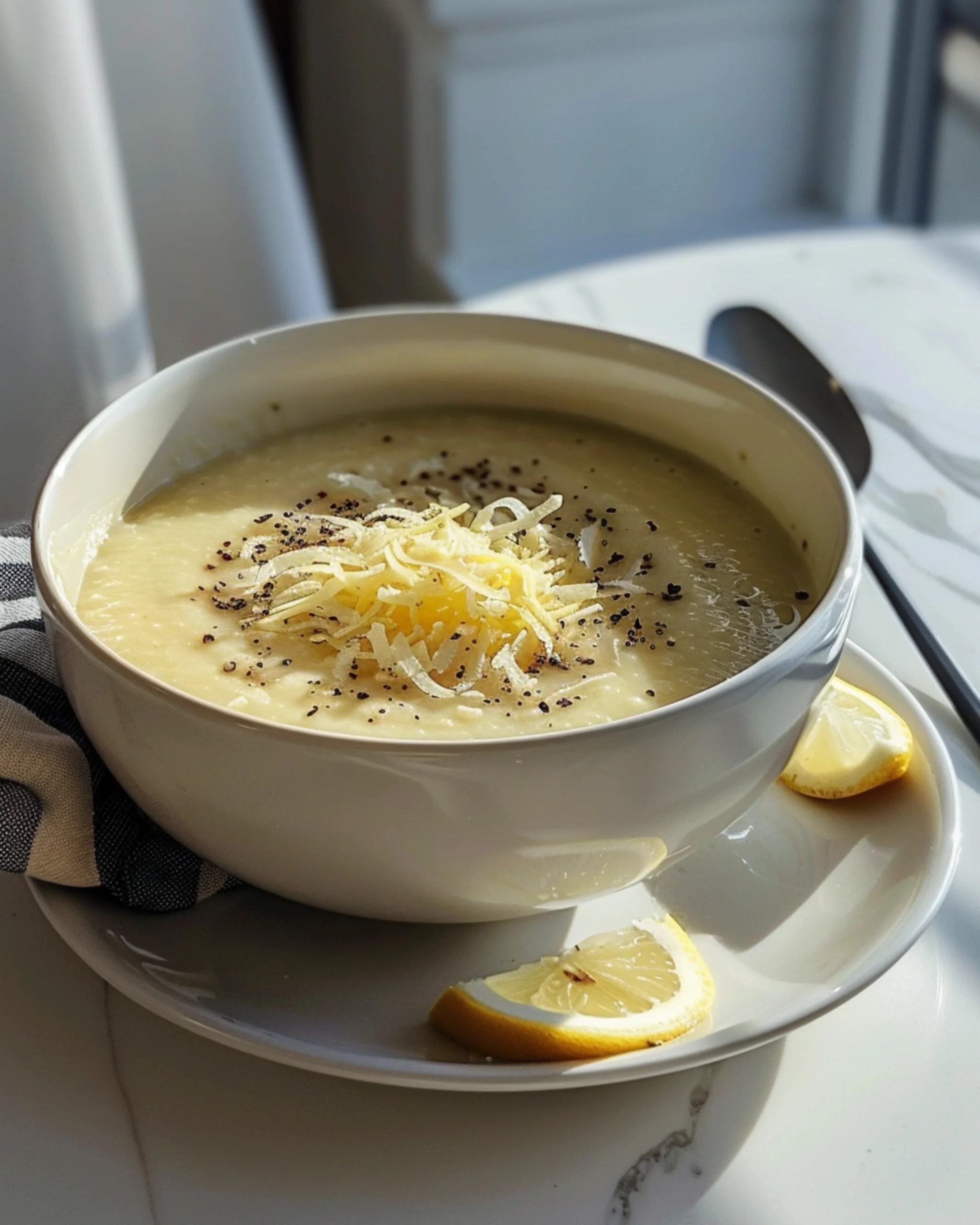 Italian Penicillin Soup plated and ready to serve in a modern home