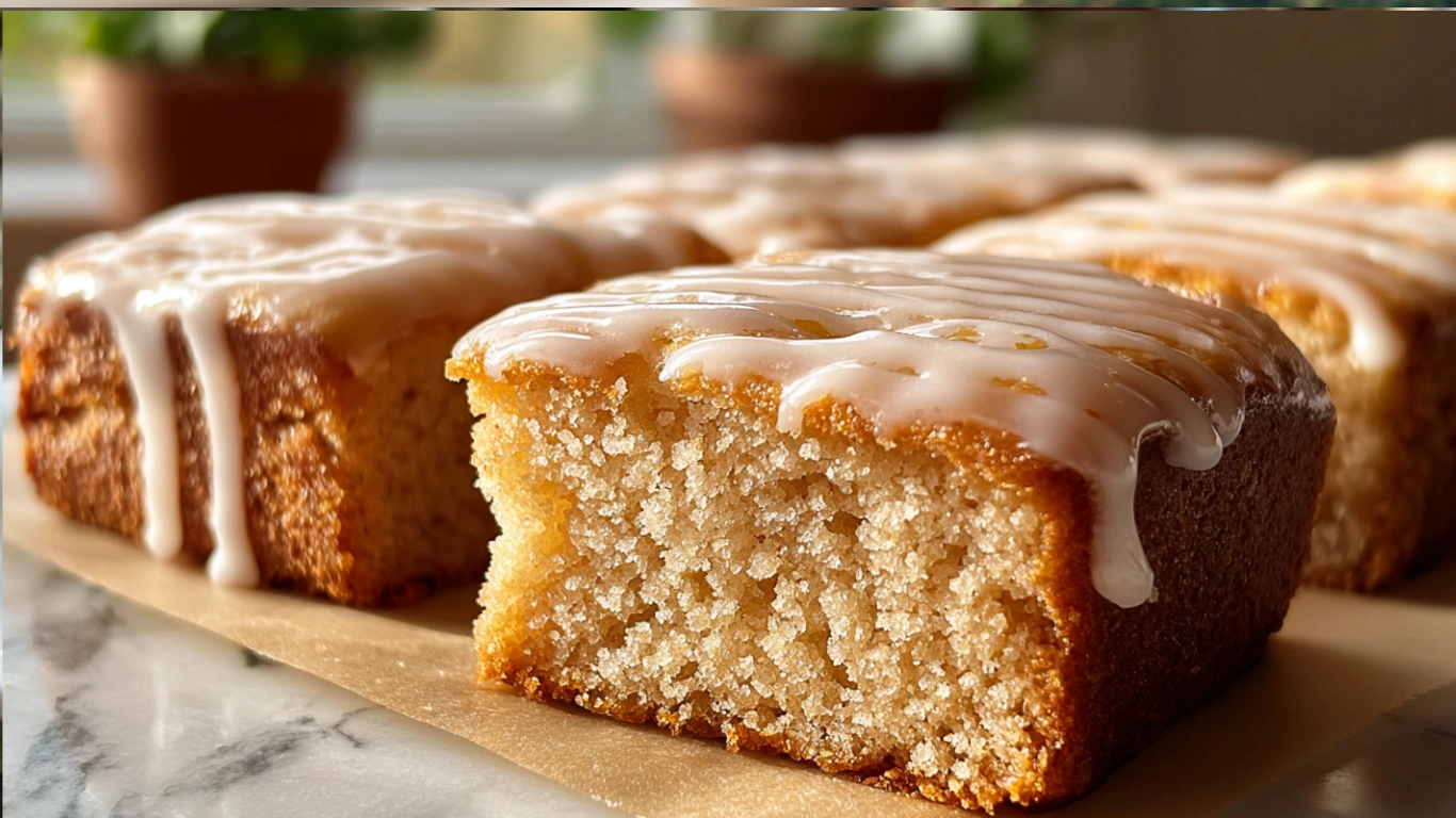 Fluffy Baked Maple Donut Bars: A Cozy Bakery Treat Made Easy 1 Close-up of fluffy baked maple donut bars topped with a shiny maple glaze, arranged on a cooling rack in a bright kitchen, with a drizzle of icing and a jar of maple syrup in the background.