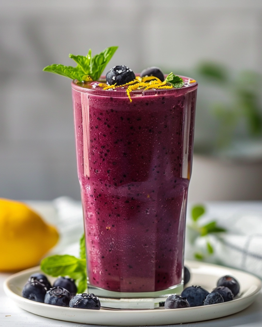 blueberry avocado smoothie served for breakfast