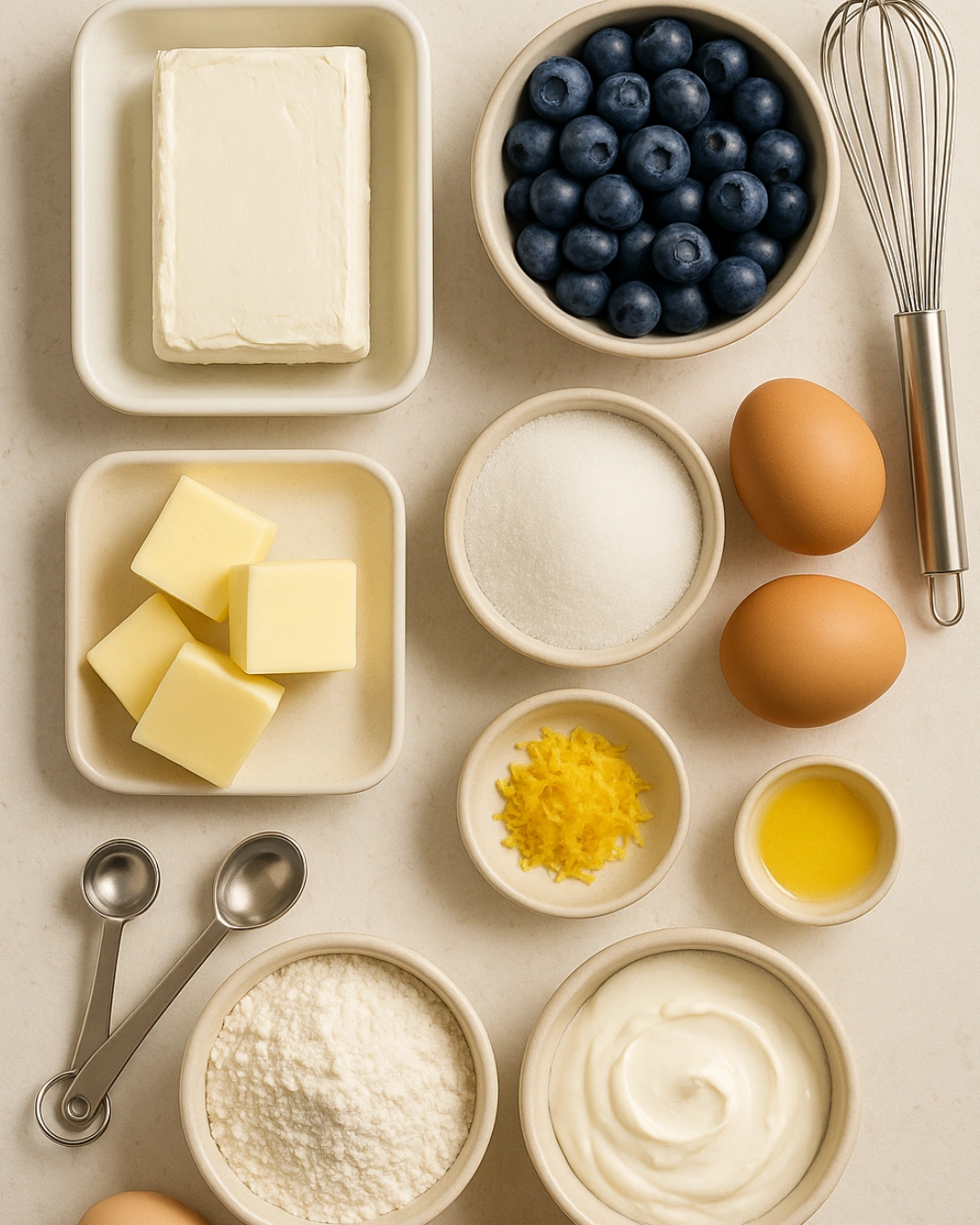 Ingredients for Blueberry Cream Cheese Danish Bars