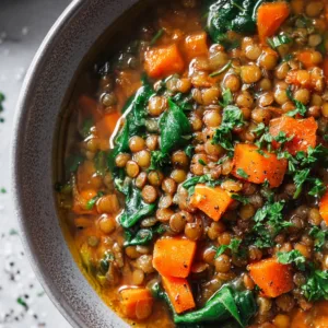 High-Protein Lentil and Spinach Soup FEATURED