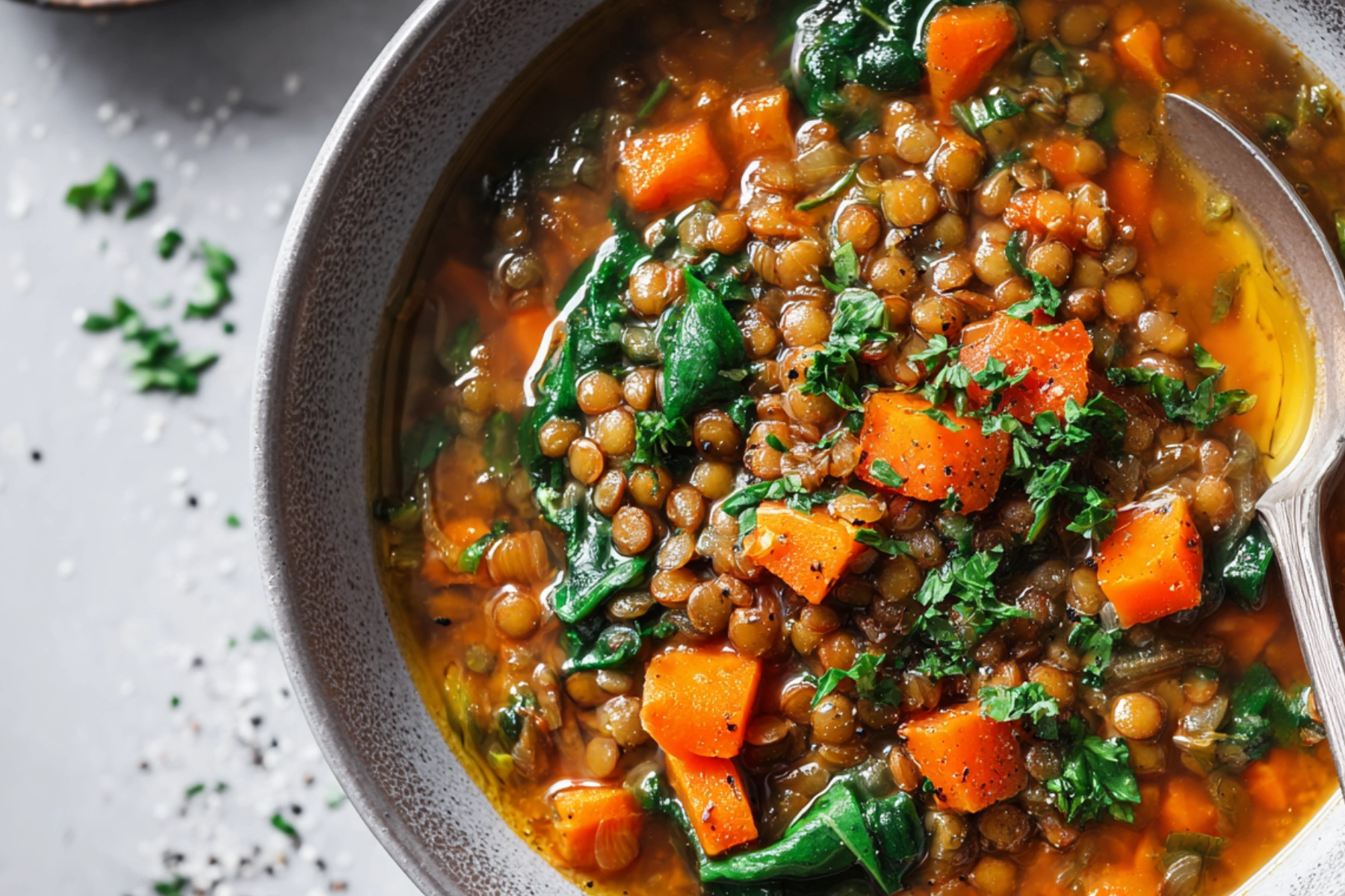 High-Protein Lentil and Spinach Soup FEATURED