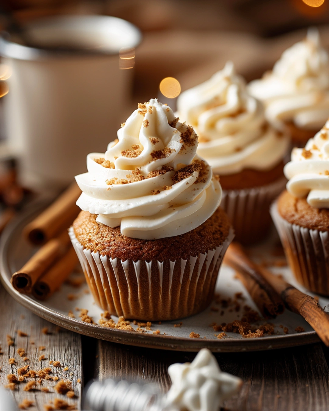 Gingerbread Cupcakes served with coffee and cinnamon