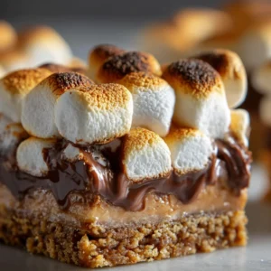 Gooey s’more bars with chocolate and marshmallow