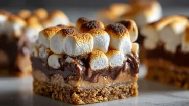 Gooey s’more bars with chocolate and marshmallow