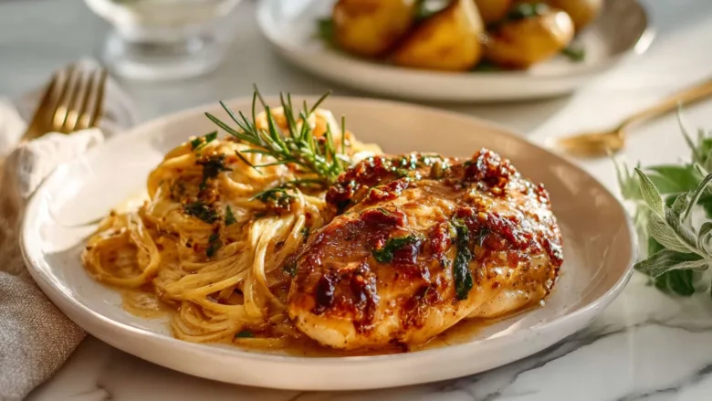 A clean modern food photo showing a variety of chicken dishes, including creamy chili, grilled chicken bowls, lemon herb chicken, and crispy chicken bites, arranged on a bright marble countertop.