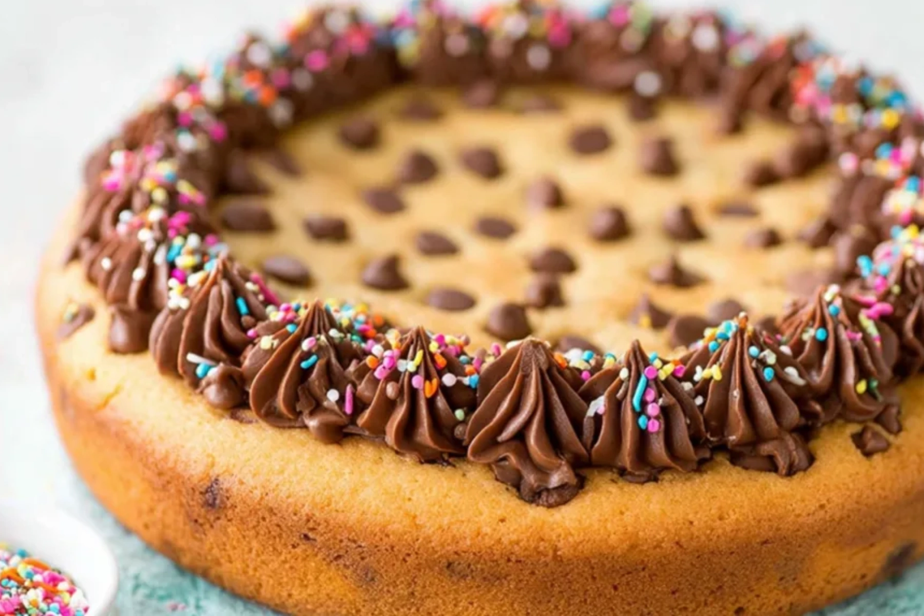American cookie cake decorated with frosting