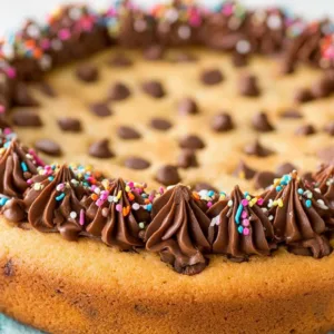 American cookie cake decorated with frosting