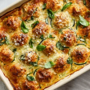 Turkey Meatball Bake with Hidden Veggies overhead meal prep photo