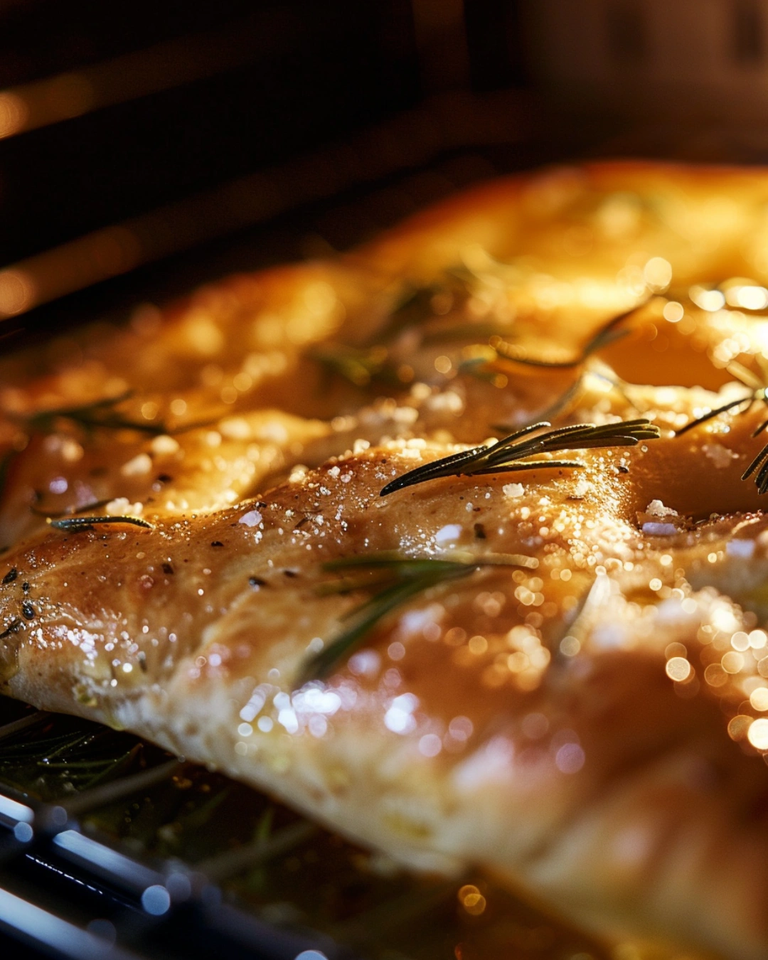 Freshly baked Focaccia Bread Recipe with sea salt