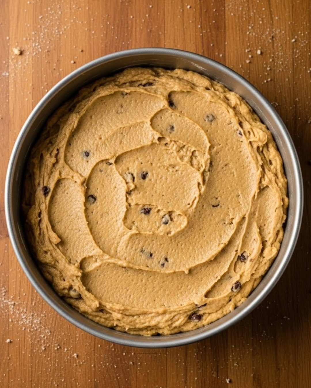 baking American cookie cake in pan