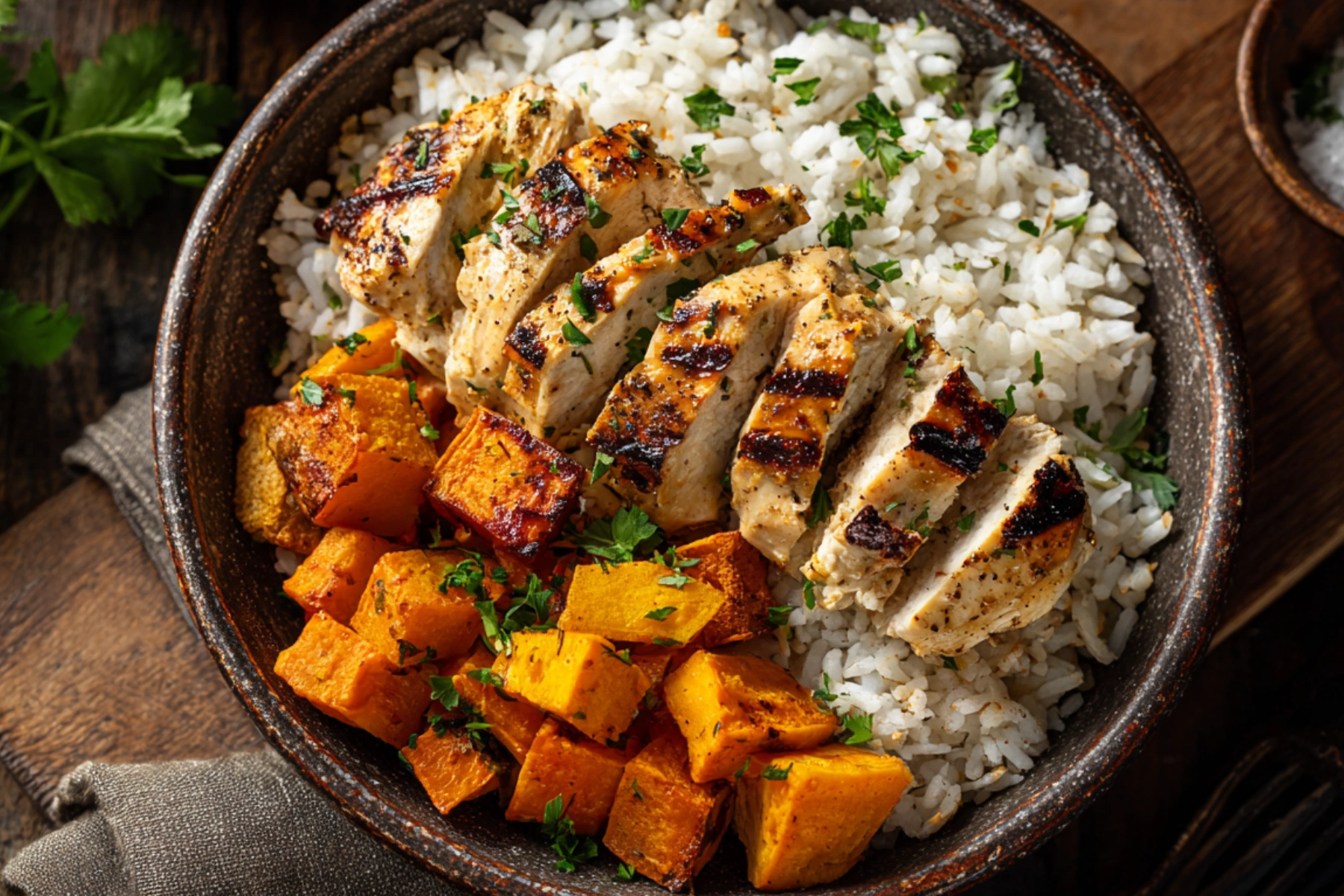 Chicken & Sweet Potato Rice Bowl