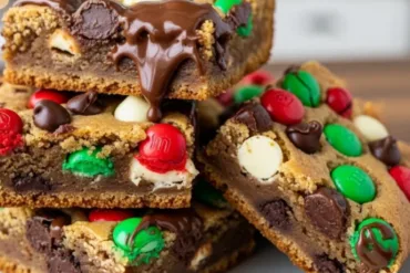 Christmas Cookie Bars cooling on a tray