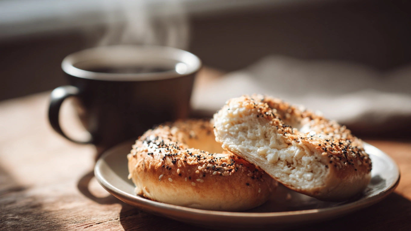 Cottage Cheese Bagel: 5 Delicious Reasons It’s Your Best Breakfast Yet 2 Freshly baked cottage cheese bagel sliced on board