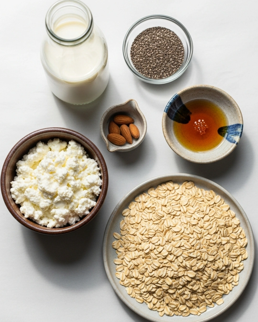 Ingredients for overnight oats with cottage cheese