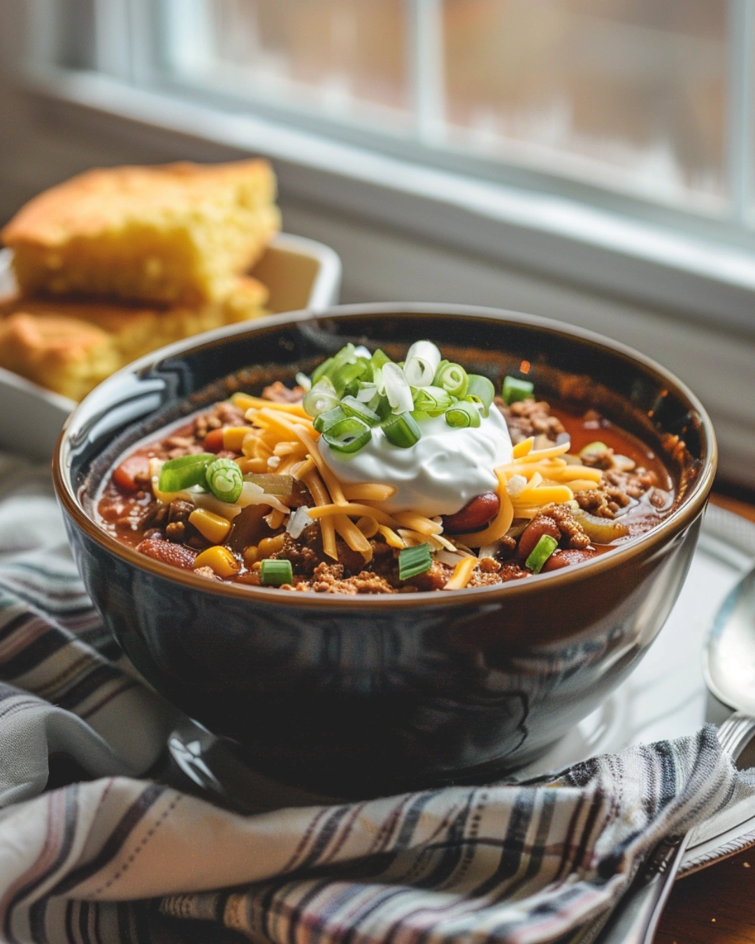 Served Crockpot Chili Bowl