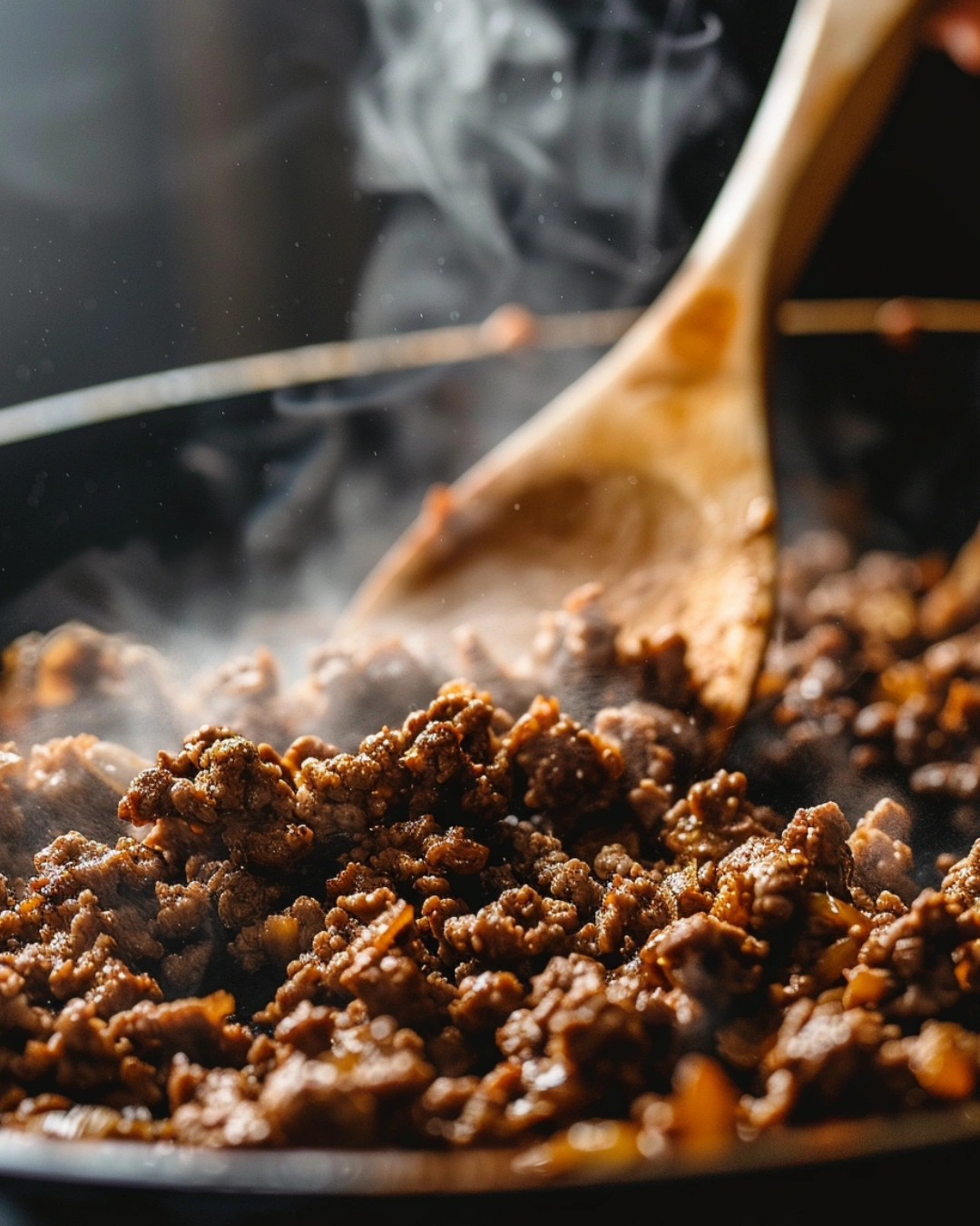 Browning ground beef for crockpot chili