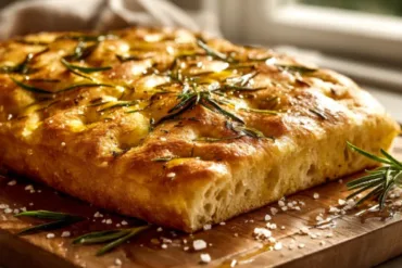 Focaccia Bread Recipe freshly baked and golden
