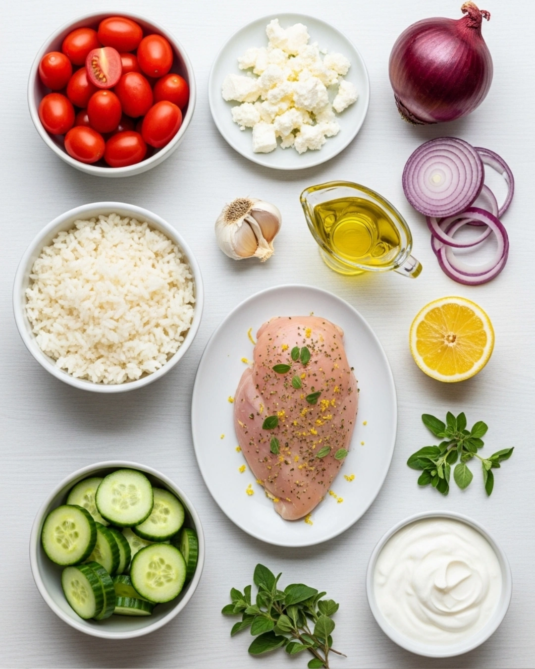 greek chicken rice bowl ingredients