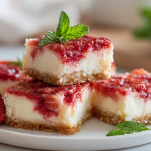 Keto strawberry cheesecake bars on plate