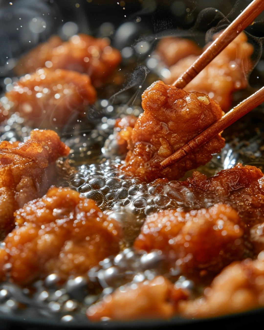 Chicken frying for Korean Fried Chicken