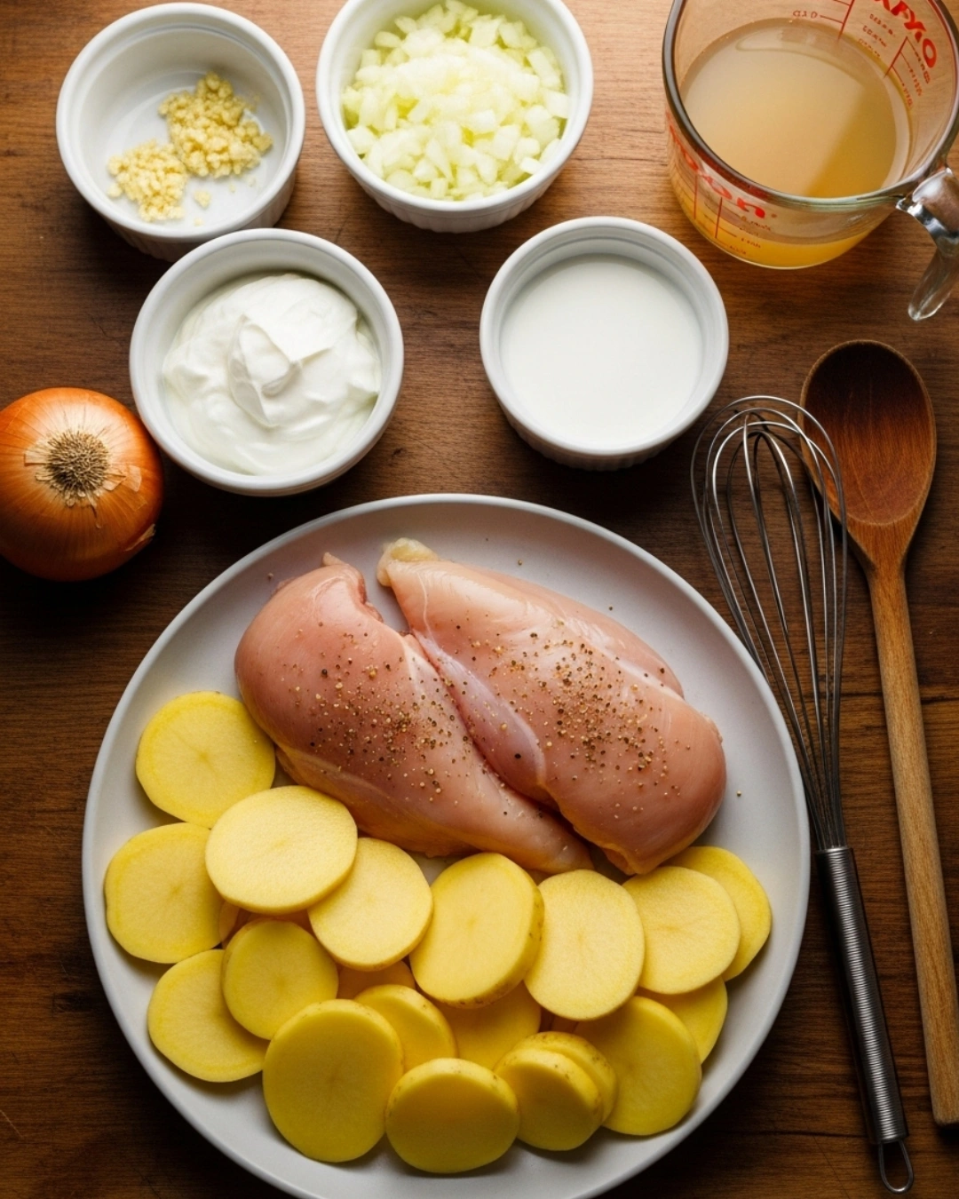 Ingredients for Lighter Creamy Chicken & Potato Bake
