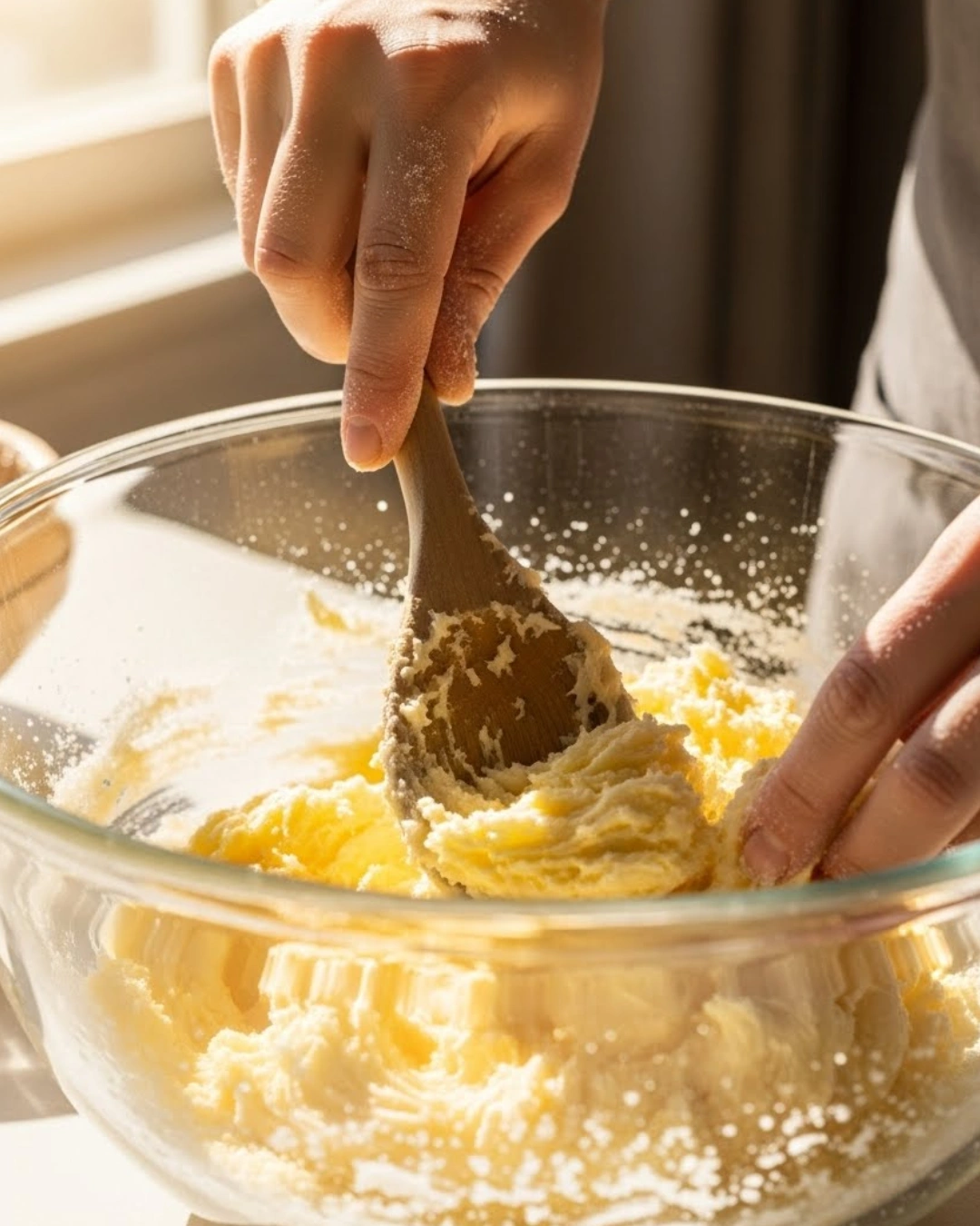 mixing cookie cake dough