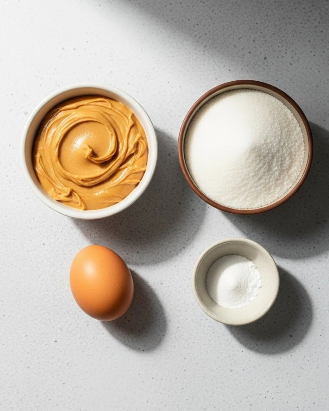 peanut butter cookie ingredients on counter