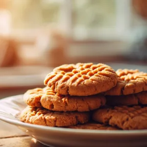 freshly baked peanut butter cookies on table