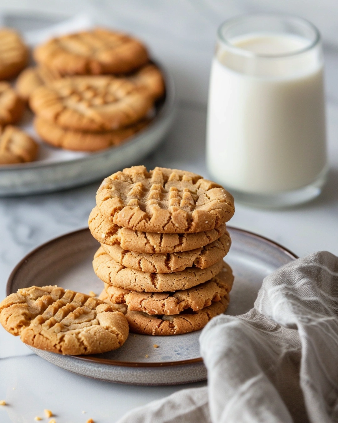 serving peanut butter cookies with milk